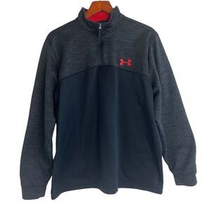 Under Armour Mens Loose Cold Gear Quarter Zip Pullover Sweatshirt Gray Size XL